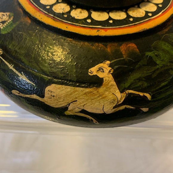 Hand painted trinket container wood vintage - Picture 5 of 17